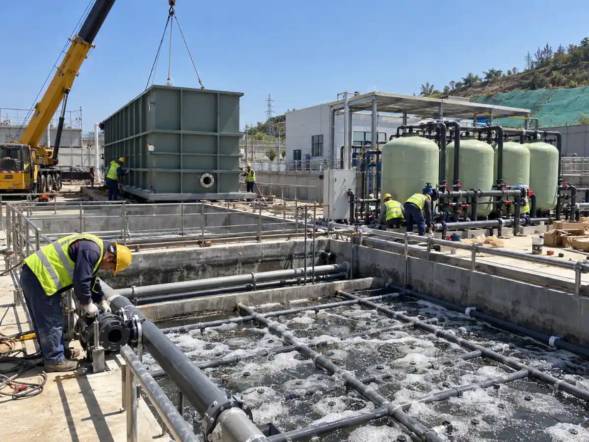 Zero liquid discharge train showing membrane concentration, brine concentrator, and crystallizer