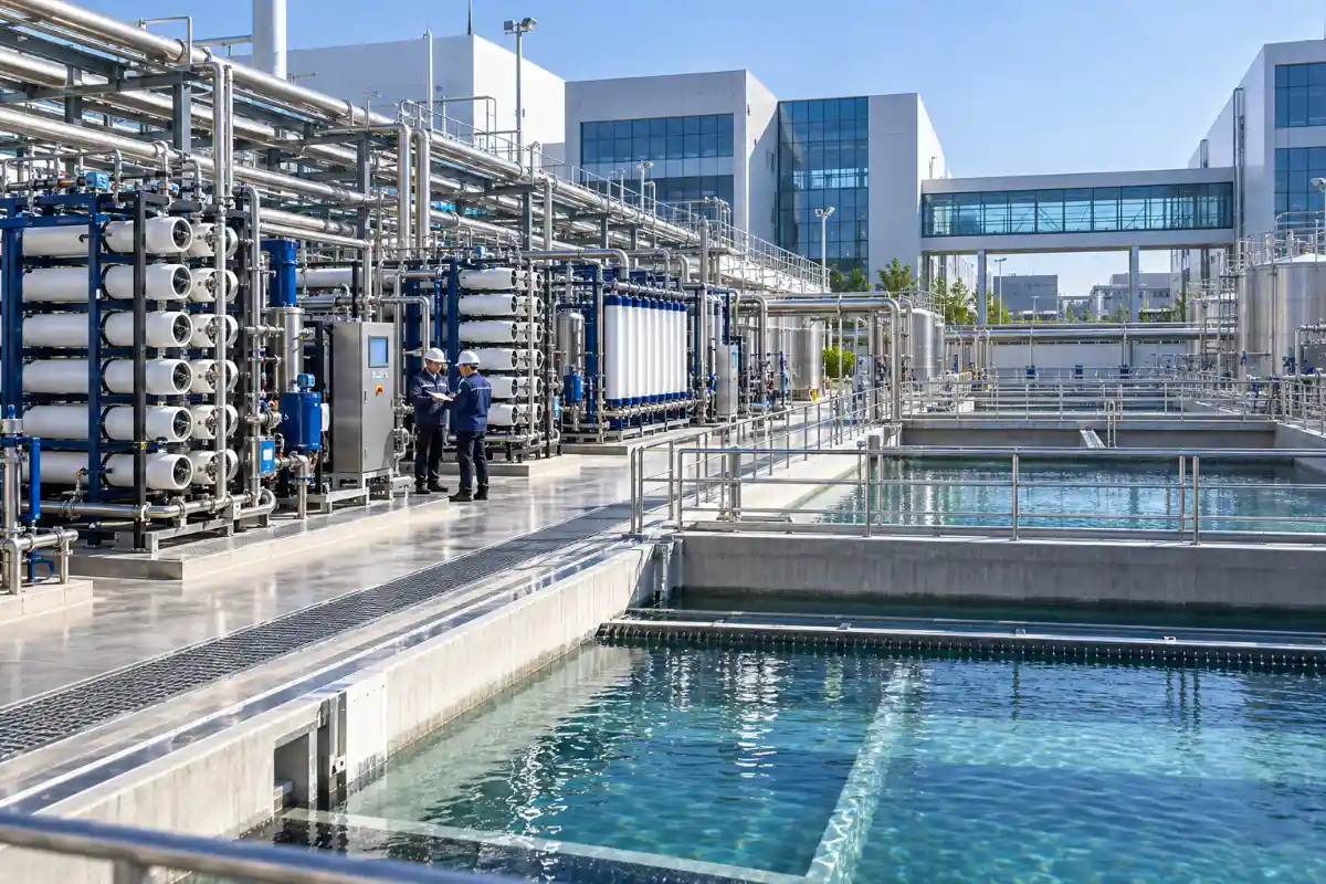 Evaporator and membrane skid arrangement for high-TDS brine concentration
