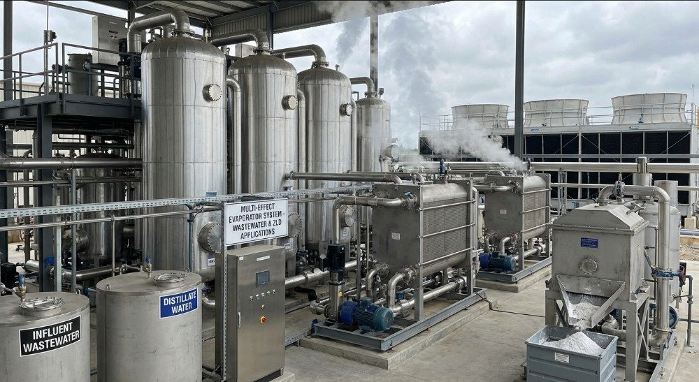 Multi-effect evaporator application for industrial wastewater concentration and ZLD